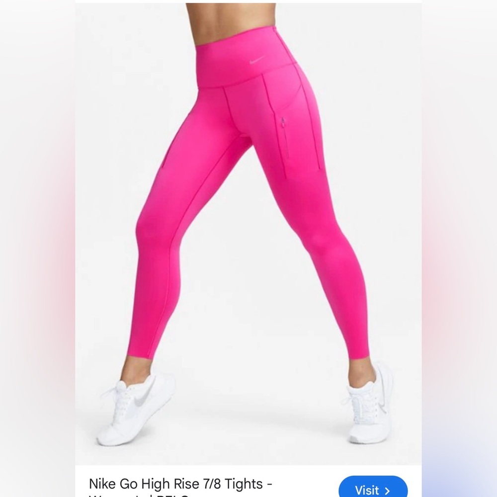 Nike Women's Vivid Pink Leggings High Waisted  7/8